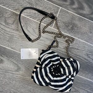 Kate Spade Black and White Striped Crossbody Bag